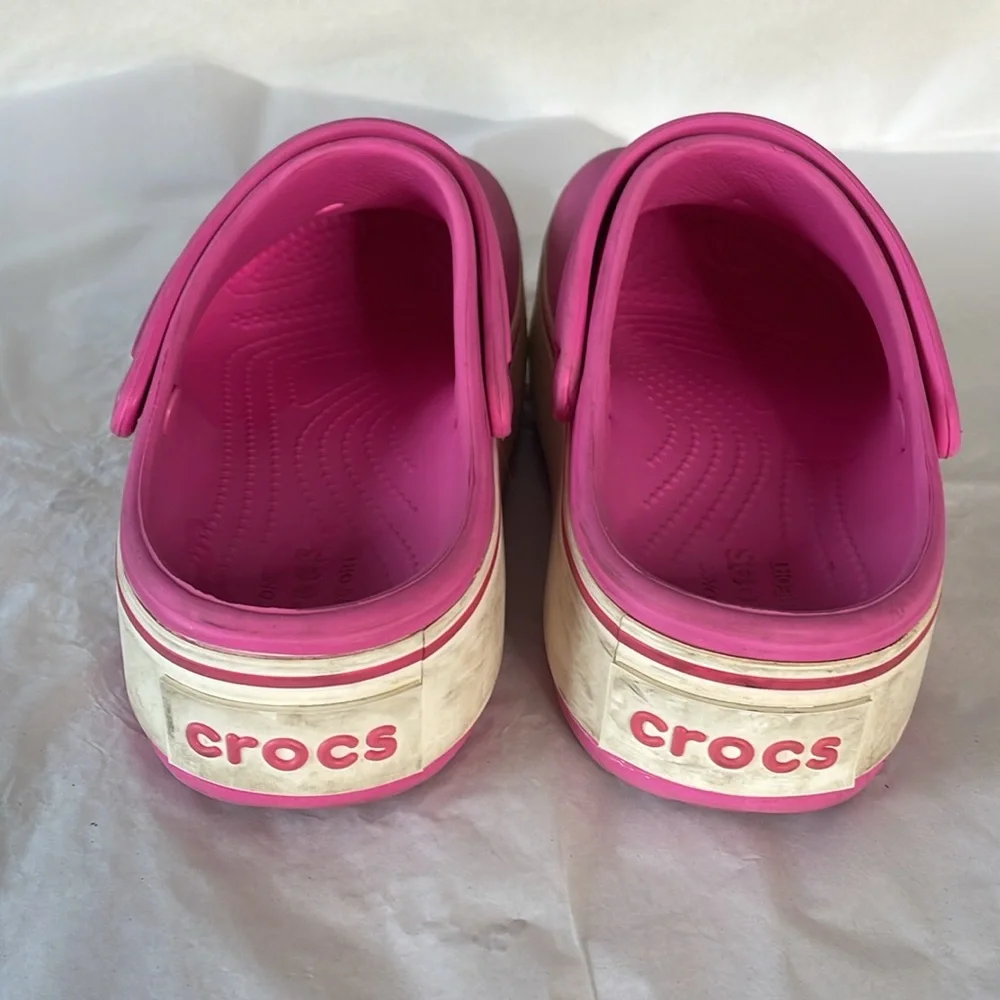 Crocs platform iconic comfort pink and white size 2‎ women’s 4